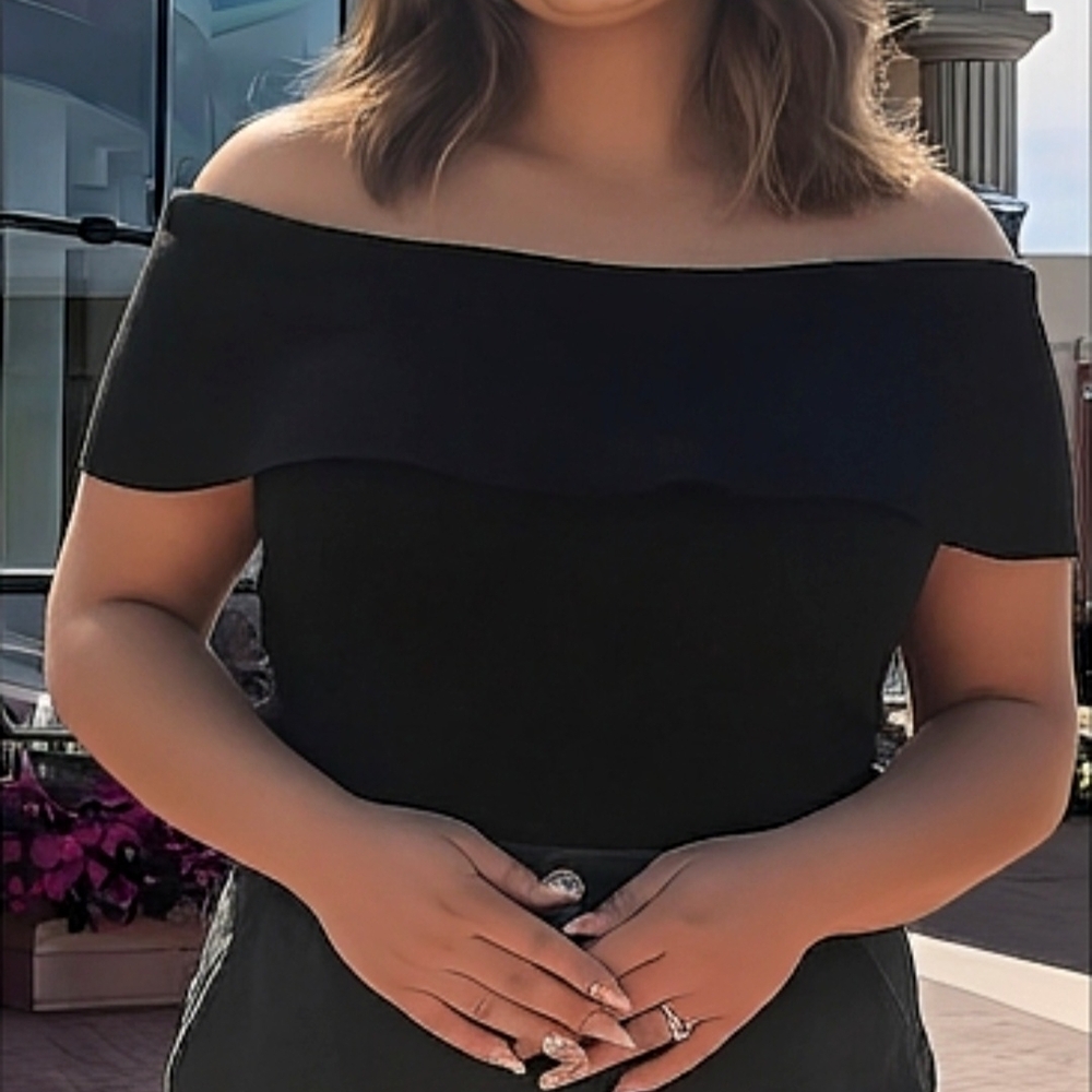 White House Black Market Off-Shoulder Black Top